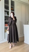 Ceketli Denim Elbise Acı Kahve