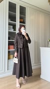 Ceketli Denim Elbise Acı Kahve