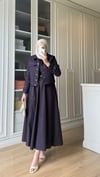 Ceketli Denim Elbise Mürdüm