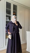 Ceketli Denim Elbise Mürdüm