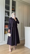 Ceketli Denim Elbise Mürdüm