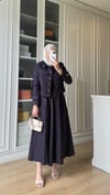 Ceketli Denim Elbise Mürdüm