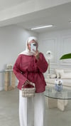 Çizgili Poplin Gömlek Kırmızı