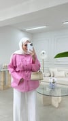 Çizgili Poplin Gömlek Pembe