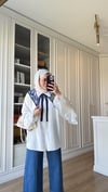 Desenli Yaka Lacivert 
