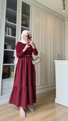 Drapeli Elbise Bordo
