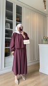 Düğme Detaylı Etekli Takım Bordo