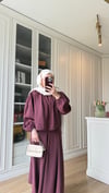 Düğme Detaylı Etekli Takım Bordo