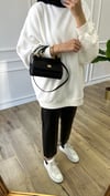 Ekru Kolları Taşlı Sweatshirt