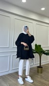Fırfır Detaylı Sweatshirt - Siyah