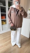 Fularlı Sweatshirt Kahve