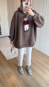 Kapüşonlu Teddy Sweatshirt Vizon