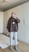 Kapüşonlu Teddy Sweatshirt Vizon