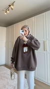 Kapüşonlu Teddy Sweatshirt Vizon