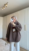 Kapüşonlu Teddy Sweatshirt Vizon