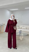 Kemerli Gofre Takım Bordo