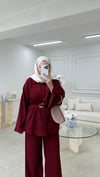 Kemerli Gofre Takım Bordo