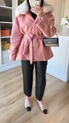 Kürklü Kaşe Kaban Soft Pembe 