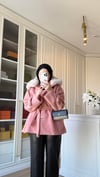 Kürklü Kaşe Kaban Soft Pembe 