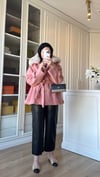Kürklü Kaşe Kaban Soft Pembe 