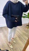 Lacivert Bisiklet Yaka Sweatshirt