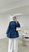 Linya Denim Ceket Koyu Mavi