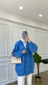 Mavi İşlemeli Taşlı Hırka