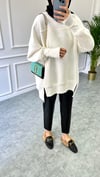 Parmak Geçirmeli Sweatshirt Beyaz