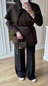 Pelerinli Blazer Ceket Acı Kahve 