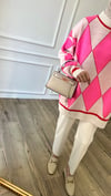 Pembe - Baklava Desenli Kazak