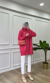 Pembe - Boğazlı Yan Kısımları Yırtmaclı Triko