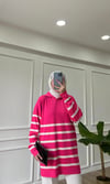 Pembe - Çizgili Merserize Tunik