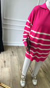 Pembe - Çizgili Merserize Tunik