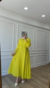 Pliseli Elbise - Yağ Yeşili