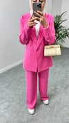 Simli Blazer Takım Pembe