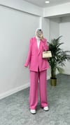Simli Blazer Takım Pembe