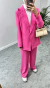 Simli Blazer Takım Pembe