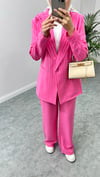 Simli Blazer Takım Pembe
