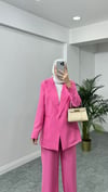 Simli Blazer Takım Pembe