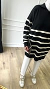 Siyah - Çizgili Merserize Tunik