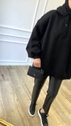 Siyah - Polo Yaka Sweatshirt