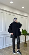 Siyah - Polo Yaka Sweatshirt