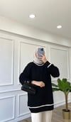 Siyah - Tek Şeritli Triko