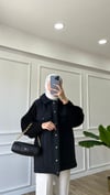 Siyah Triko Detaylı Ceket