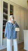 Taş İşlemeli Denim Ceket 