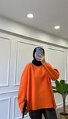 Turuncu - Basic Bisiklet Yaka Sweatshirt