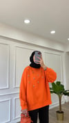 Turuncu - Taşlı Sweatshirt 
