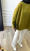 Yağ Yeşili Basic Bisiklet Yaka Sweatshirt 