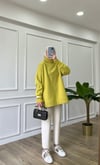 Yağ Yeşili Fitilli Boğazlı Sweatshirt