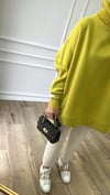 Yağ Yeşili Fitilli Boğazlı Sweatshirt